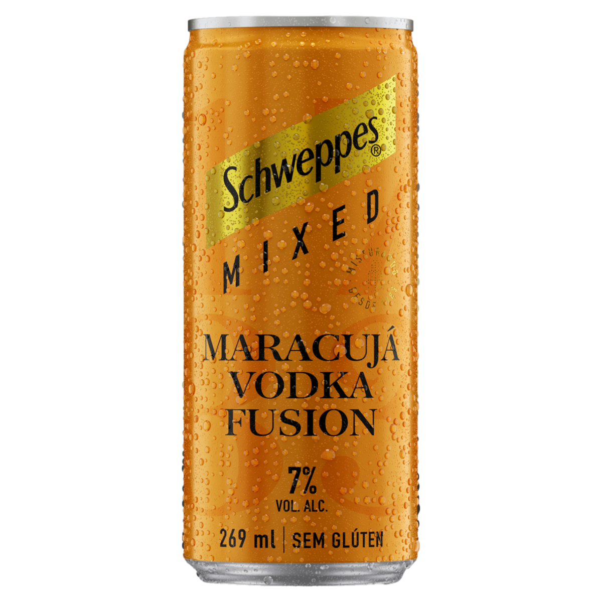 Bebida Mista Alcoólica Gaseificada Maracujá Vodka Fusion Schweppes Mixed Lata 269ml